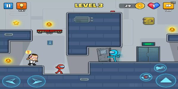 Red Blue Stickmen: Escape Game Captura de tela 0