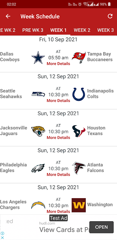 NFL 2024 Schedule Scores Captura de tela 2