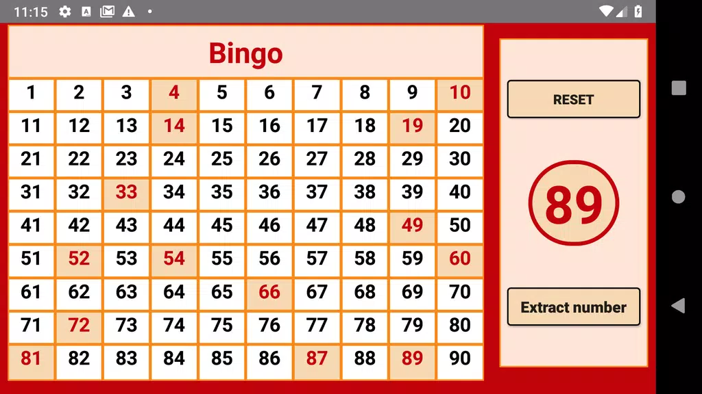 Bingo - numbers extractor - 90 numbers স্ক্রিনশট 1