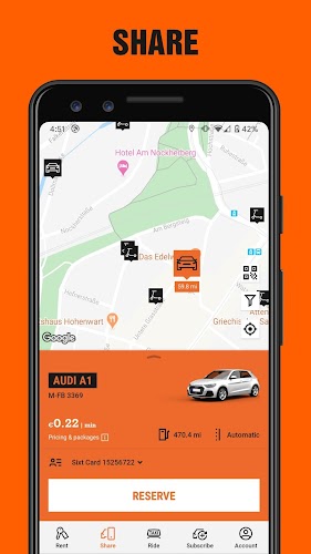 SIXT rent. share. ride. plus. Tangkapan skrin 2