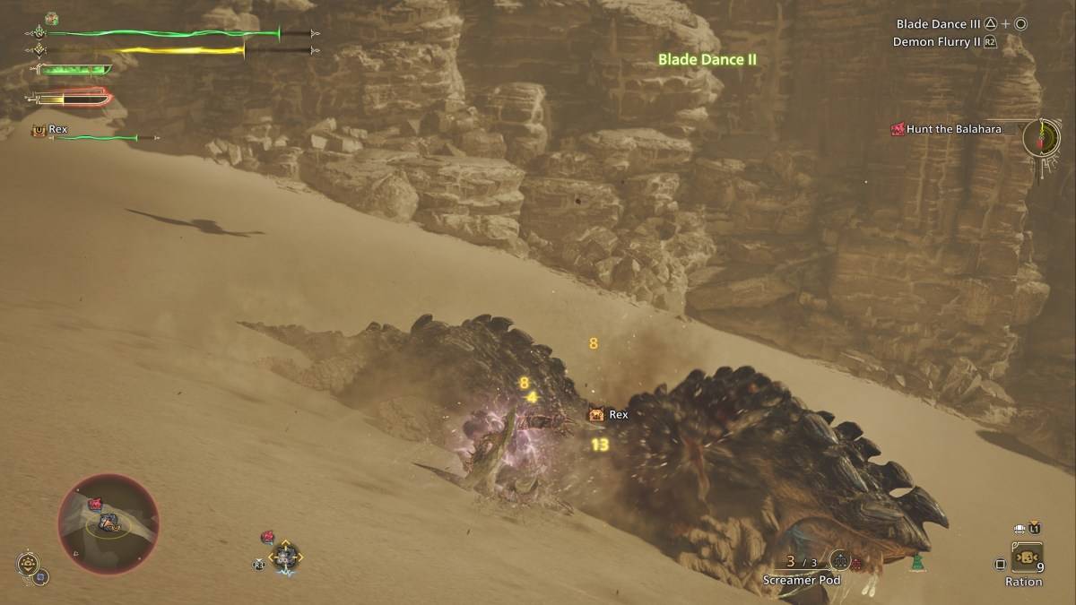 Pemburu di Monster Hunter Wilds menggunakan bilah ganda terhadap leviathan pasir