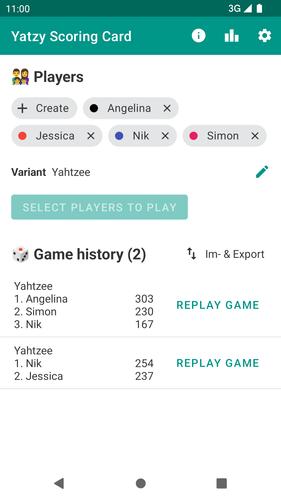 Yatzy Scoring Card 스크린샷 0