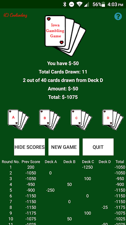 Iowa Gambling Game: Decision Making With Cards应用截图第0张