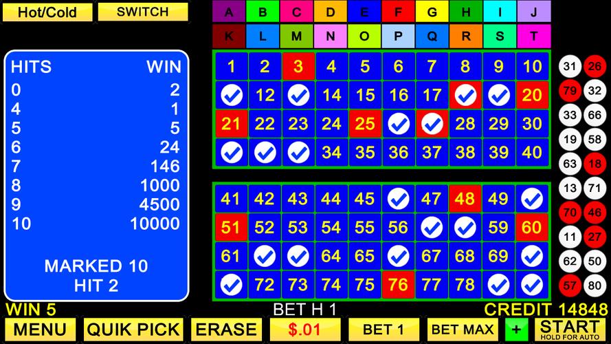 Keno 20 Card Schermafbeelding 2