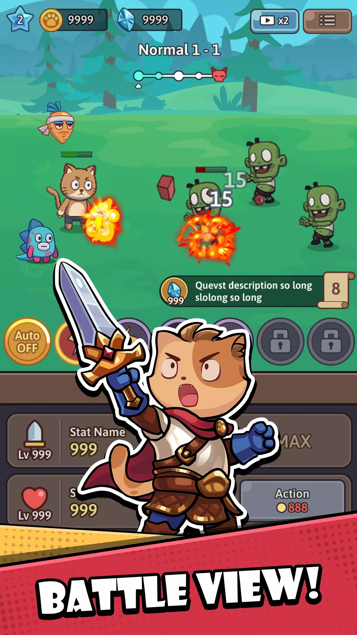 Cat Hero: Idle RPG War Zrzut ekranu 0